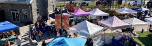 Aerial view of vendor tents